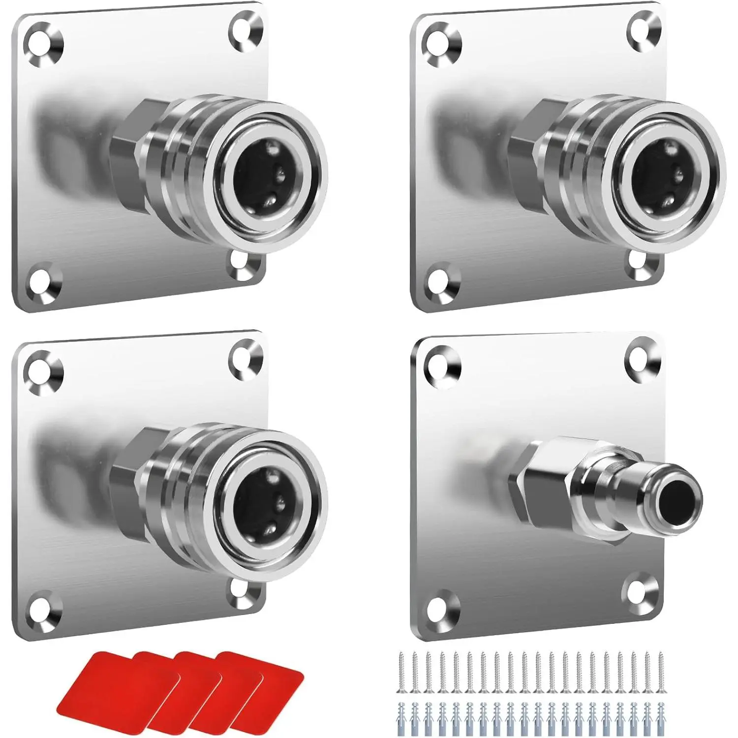 Foam Cannon Holder - 1/4" Quick Connect Stainless Steel Pressure Washer Mount, 1pcs Foam Holder with Double Sided Tape & Wall Anchors (4 Pieces) for Organized Garage Pressure Washer Accessories, Corrosion-Proof
