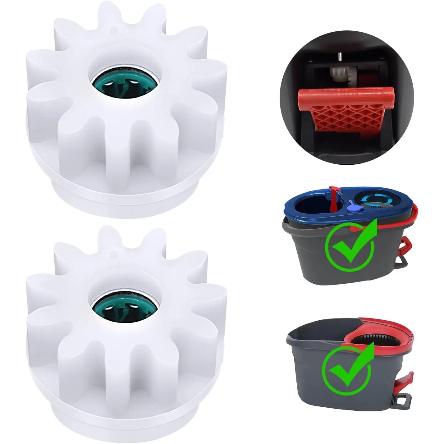 2 count Easy Mop Pedal Broom Spin Mop Replacement One Way Clutch Bearing Bucket Gear Sprockets Repair Compatiable with Oceda Vilida and Market 90% Spin Mop System (2 Pcs Bearing Bucket Gears)