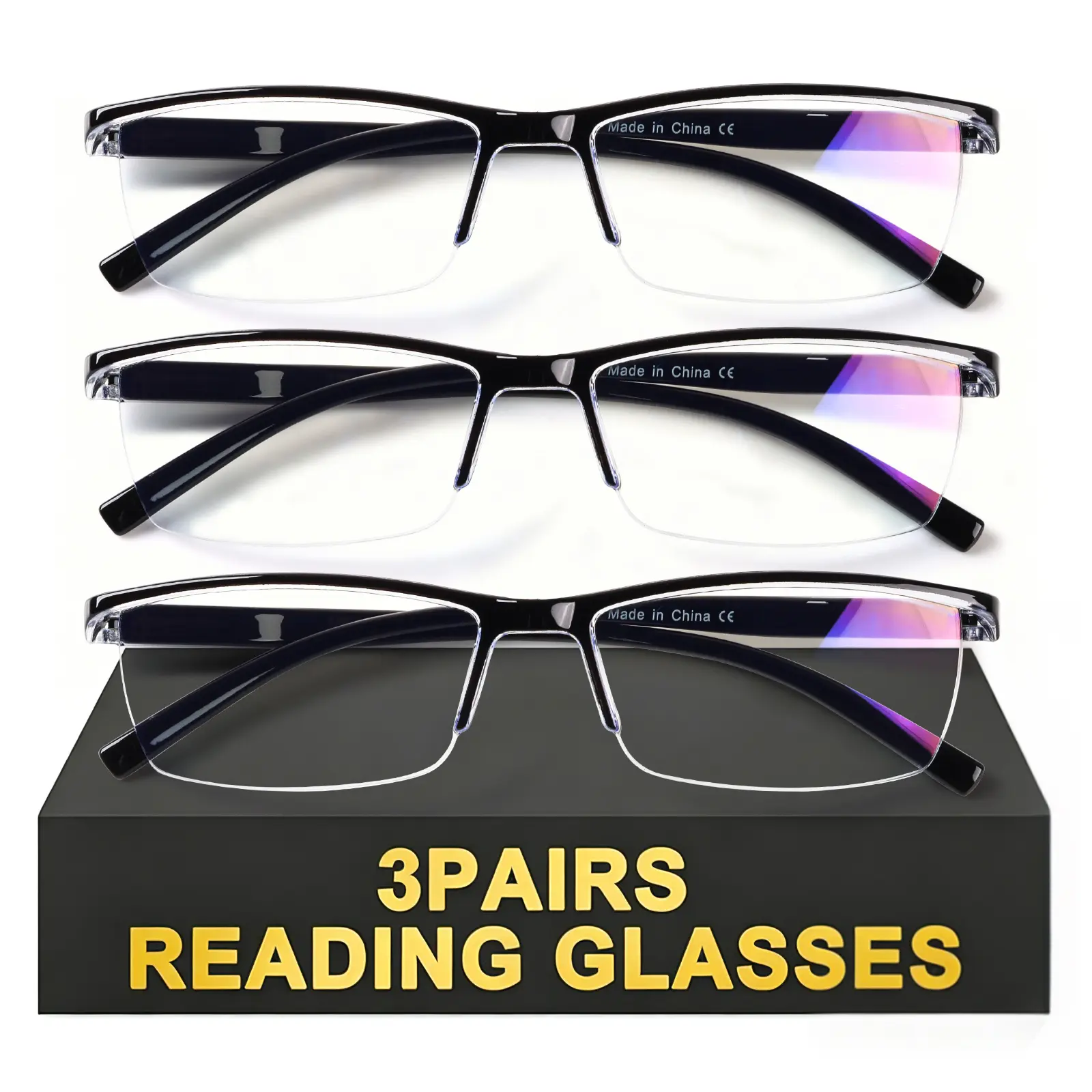 DEAAOK 3 Pack Reading Glasses for Men Blue Light Blocking Readers Mens Comfortable Glasses Readers with SpringHinge Computer Eyeglass Men's accessories