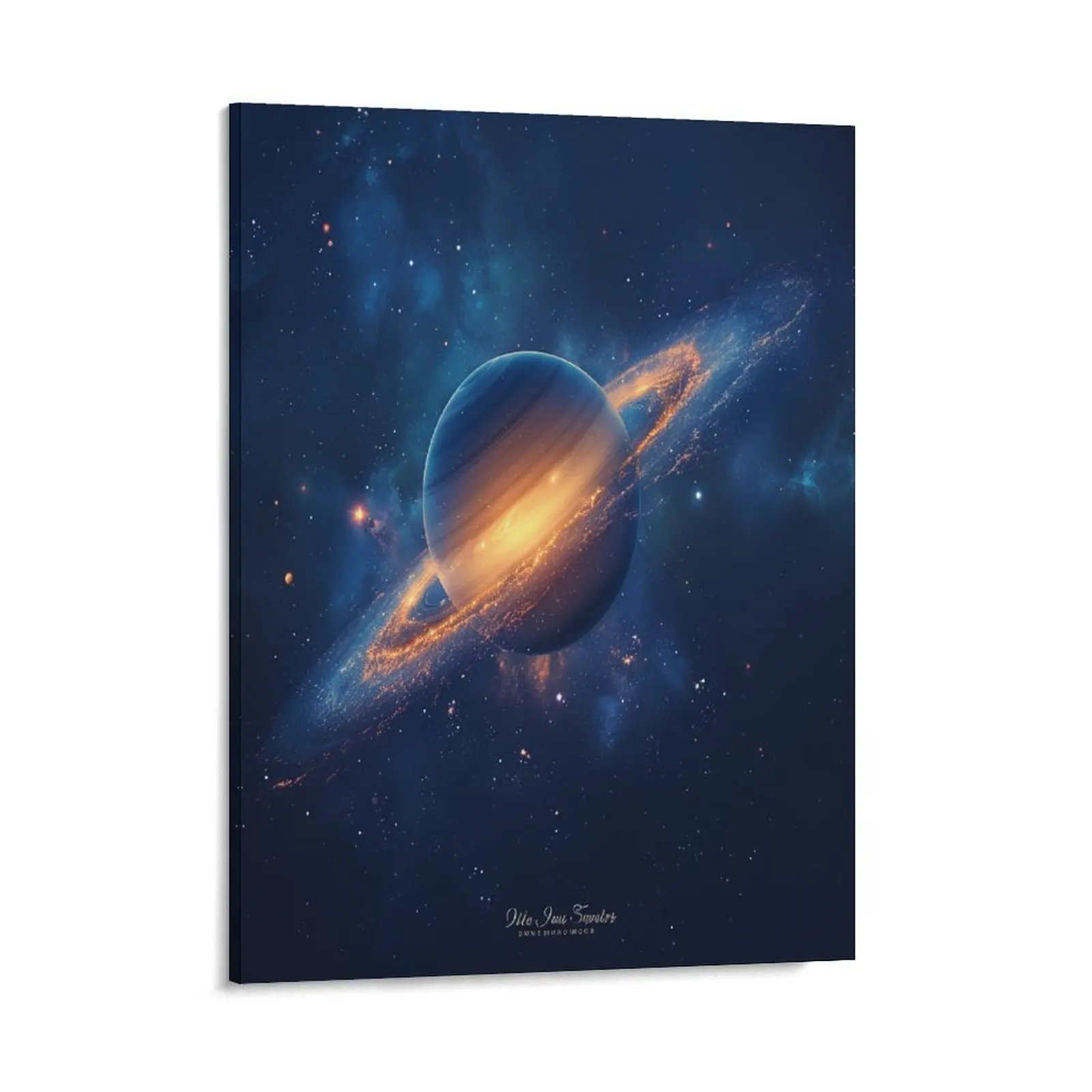 Glowing Planet Saturn Canvas Posters Wall Art Prints Solar System Planets Outer Space Home Wall Aesthetic Living Room Bedroom Office Decor Festival Gift