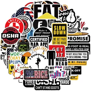 Funny Hard Hat Sticker Pack, 50pcs/set Waterproof Vinyl, Decorative Sticker for Welding Helmet, Tool Box, Construction, Electrician, Mechanic Tools, Ornaments, Waterproof Durable Sticker