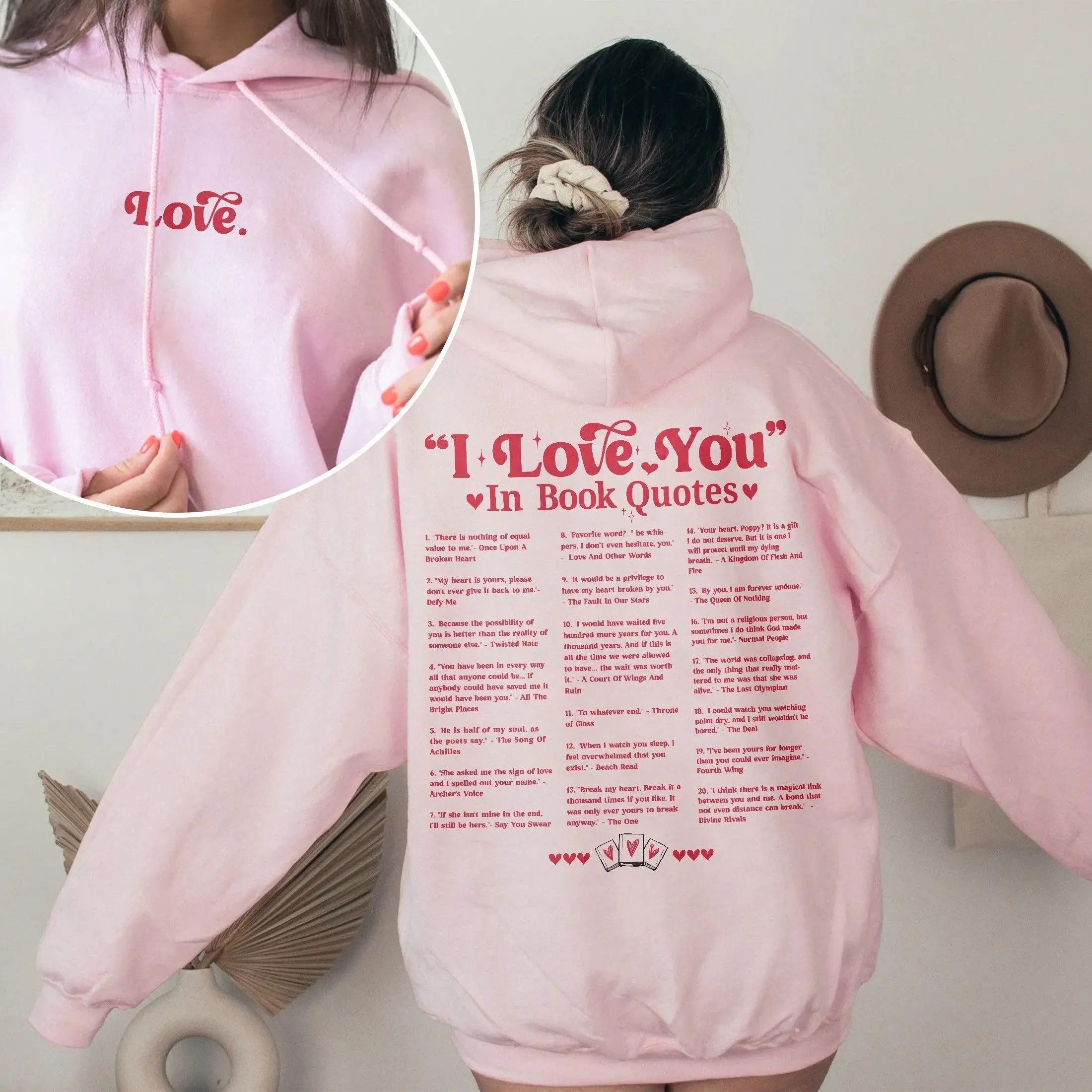 I Love You In Book Quotes T shirt, Bookish Merch, I Love You Hoodie, Aesthetic Love You Hoodie, Gift for Book Lover, Booktok Shirt
