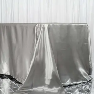 Satin Rectangular Tablecloth 90"x156" Silver - Seamless Table Cover
