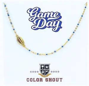 N203- The Game Day Necklace: Side Set Football on Enamel Bead Necklace