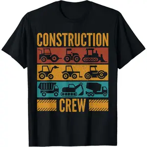 Cotton Graphic Tees Streetwear Gifts  Construction Crew Funny Construction Worker Costume Birthday T-Shirt