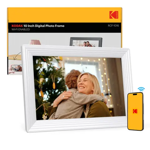 KODAK 10.1in IPS Touch HD WiFi Digital Photo Frame, 1280x800 Resolution, 32GB Storage, Wall-Mountable, Auto-Rotate, Easy Sharing, USB Type-C, TF Card Compatible, Century-Old Brand, Holiday/Birthday Gifts for Him, Home Decor
