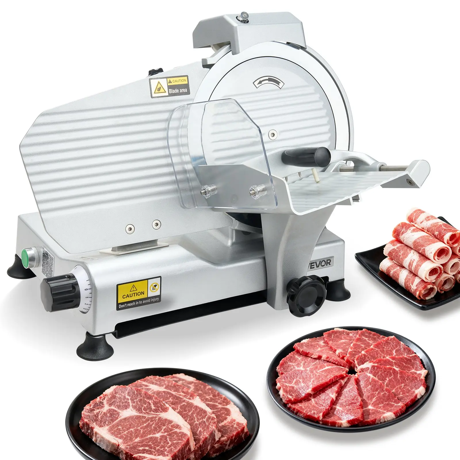 【Summerfinds】VEVOR Commercial Meat Slicer, 10 inch Electric Deli Slicer Machine, 320W Food-Slicer with SUS420 Blade, 0-0.4 inch Adjustable Thickness, for Frozen Meat, Ham, Baguett, Steak Burger Maker Meatball Maker