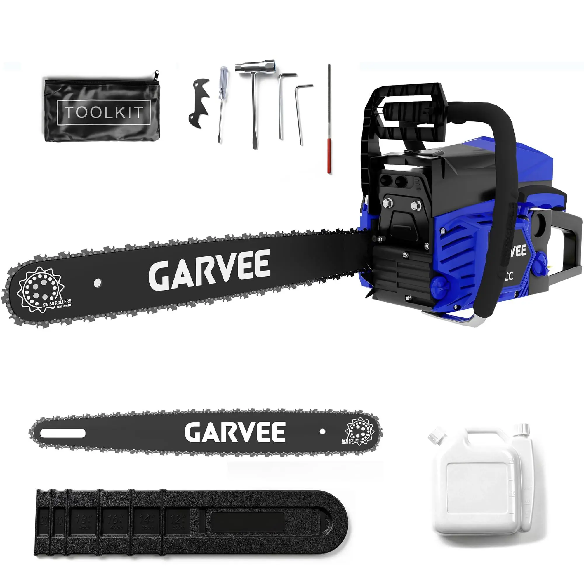 52CC 2-Stroke Gas Powered Chainsaw with 20 Inch Bar, Ergonomic Non-Slip Handle and Dual Fuel Tanks, Quick Start Technology for Felling Pruning and Splitting Firewood