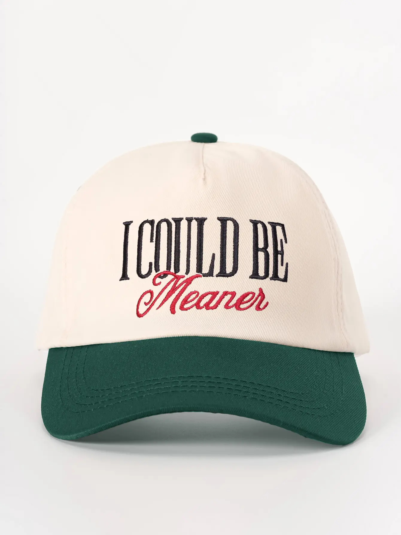I Could Be Meaner MadHatter's Embroidered Snapback Adjustable (Up To A Size 8 Head) Premium Trucker Hat