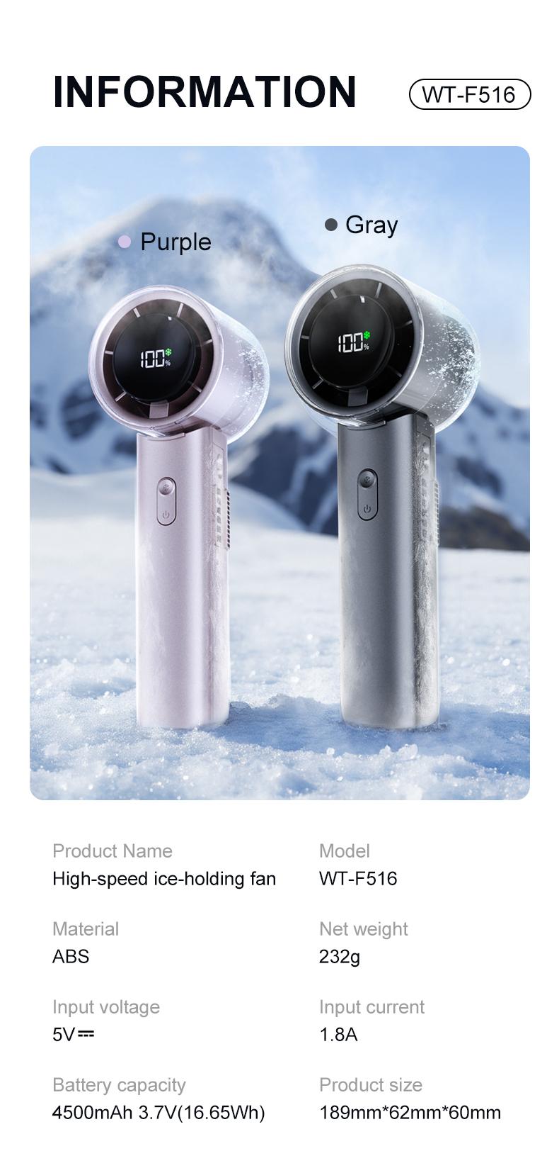 2026 New 5-in-1 High-Speed Handheld Fan, Portable Folding Cooling Fan with Ice Compress, 16°C Instant Cooling Turbo Fan, LED Display, Rechargeable Personal Fan for Travel & Outdoor