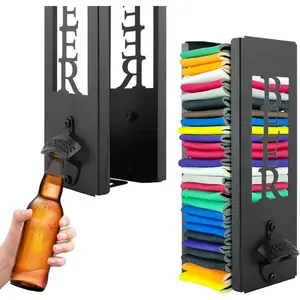 2 in 1 Can Cooler Holder with Bottle Opener, Personalized  Can Sleeves Storage Organizer Dispenser for  Family Bar, Metal Cool Stuff  for Men Women(COLOR:Black)