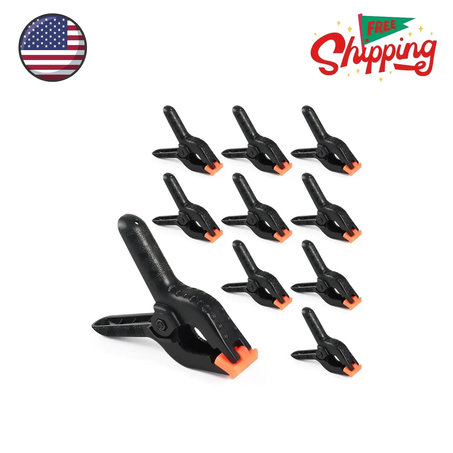 Spring Clamps, 4.5 Inch Large Plastic Clips for Balloon Arch Backdrop Craft Decoration, Heavy Duty, Black, 10 Pcs