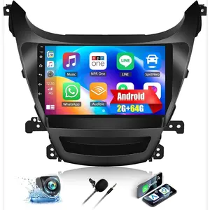 2G+64G Android 15 Car Stereo for Hyundai Elantra 2014-2016 9 Inch Touch Screen with Wireless CarPlay Android Auto Mirror Link 26UI Bluetooth FM GPS Navigation WiFi SWC Backup Camera