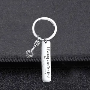 Best Friend Keychain for Women, Stainless Steel Key Chain Engrave I Fking Love You Bith Birthday Christmas Friendship Gift for Bestie Best Friends Female Bff