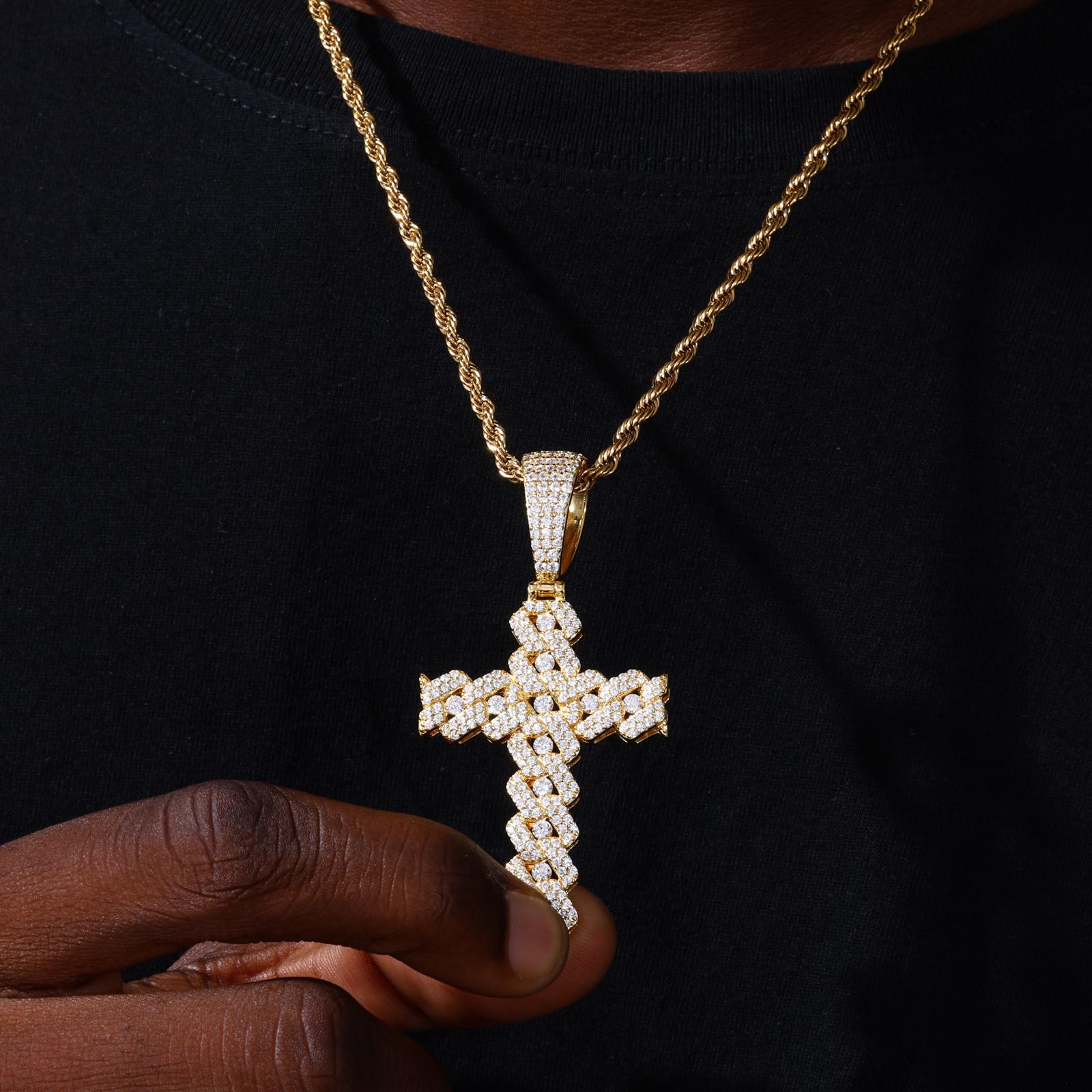 【#P794】Cross Pendant UCCIYO Lab-Created Moissanite S925 Sterling Silver Moissanite Pendant Necklace For Women Men Hip Hop Jewelry Gift