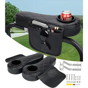Golf Cart Armrest with Cup Holder & Rear Seat Organizer, No Drilling Golf Cart  Arm Rest Fits 1" Square Tube Frame Compatible with EZGO Club  Yamaha, Enhanced Storage & Comfort