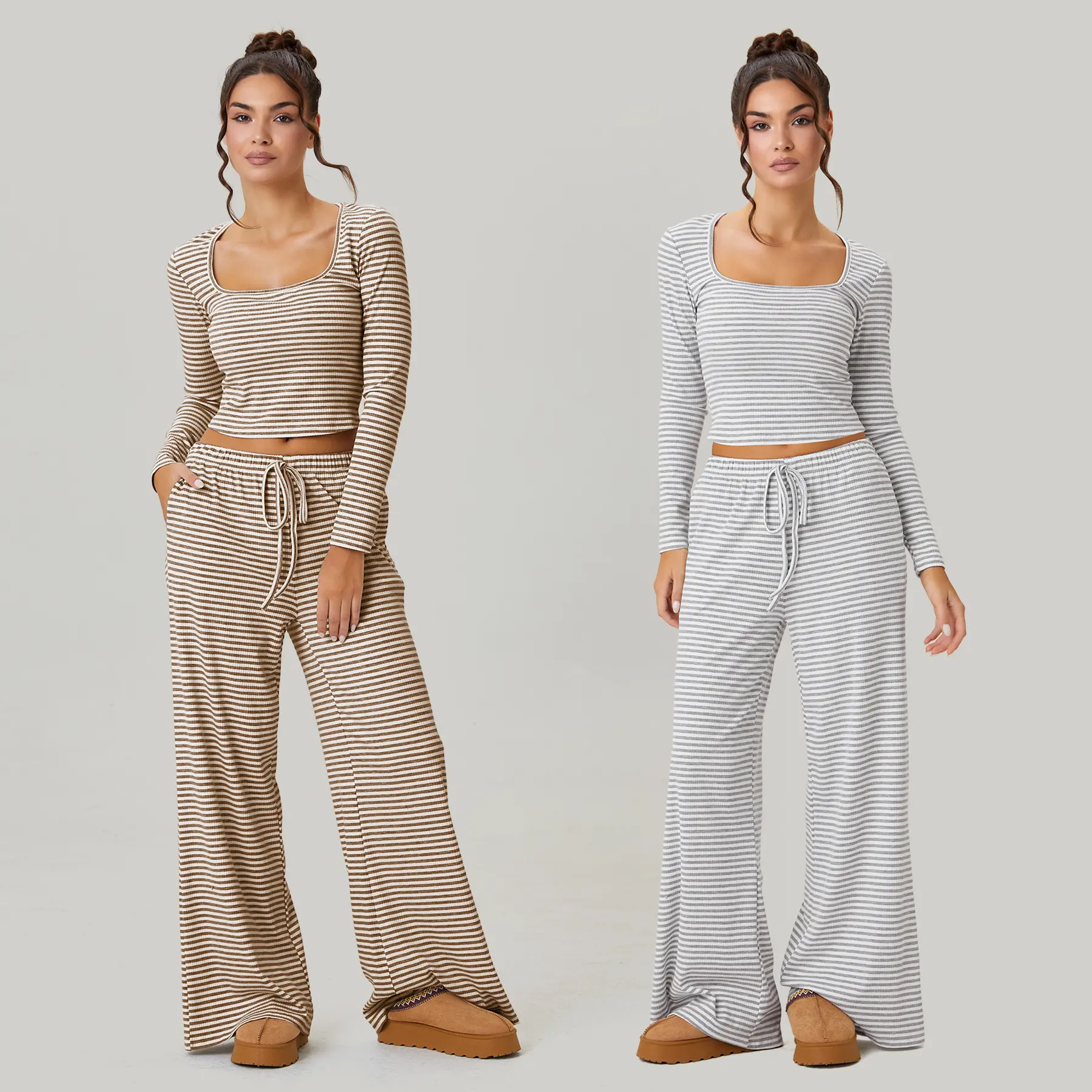 2 Pcs(Taupe/Light Grey)