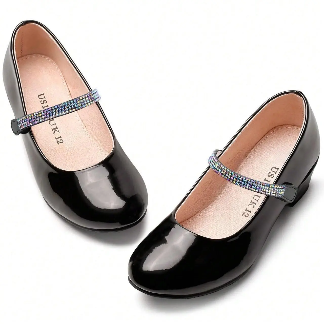 Girls' Stylish Mary Jane Dress Shoes, Synthetic Chunky Platform with a Comfortable Low Block Heel for School and Formal Parties, Elegant, Classy, Mary Janes, Rubber, Foot Wear, Chunky Sole