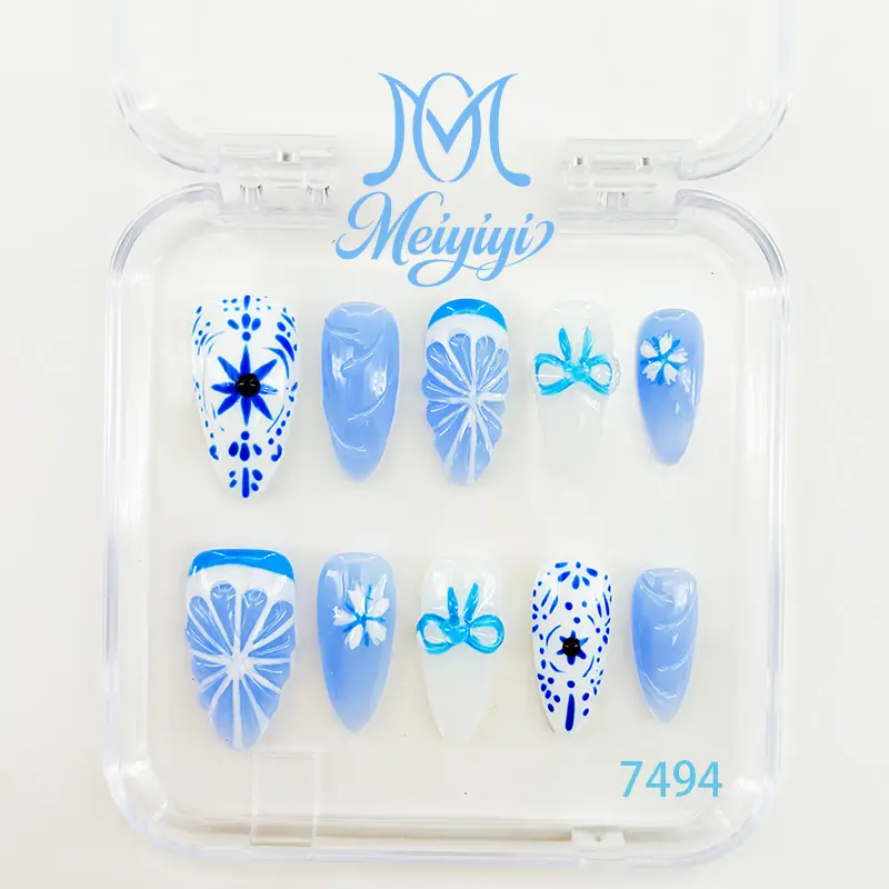 .DP.7494.Hand-painted fresh style wearable nails