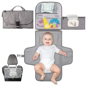 Portable Diaper Changing Pad - Travel Changing Pad for Newborn Girl & Boy, Baby Changing Pad with Smart Wipes Pocket, Waterproof, Foldable, Easy to Clean, Diaper Changing Mat for Parents