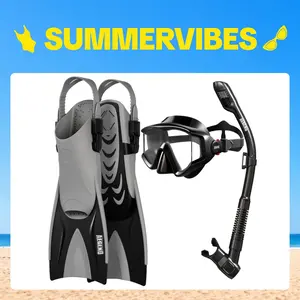 Aegend Snorkeling Gear for Adults Men Women: Anti-Fog Panoramic Mask Set, Adjustable Fins & Dry Top Snorkel – All-in-One Travel Snorkel Set for Swimming, Diving & Snorkeling