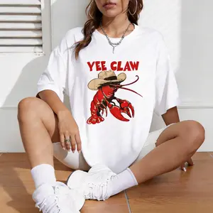 Vintage Yee Claw Shirt, Western Lobster Graphic Tee, Funny Coastal Cowgirl T-Shirt, Southern Beach Summer Shirt, Comfort Colors Unisex Tee
