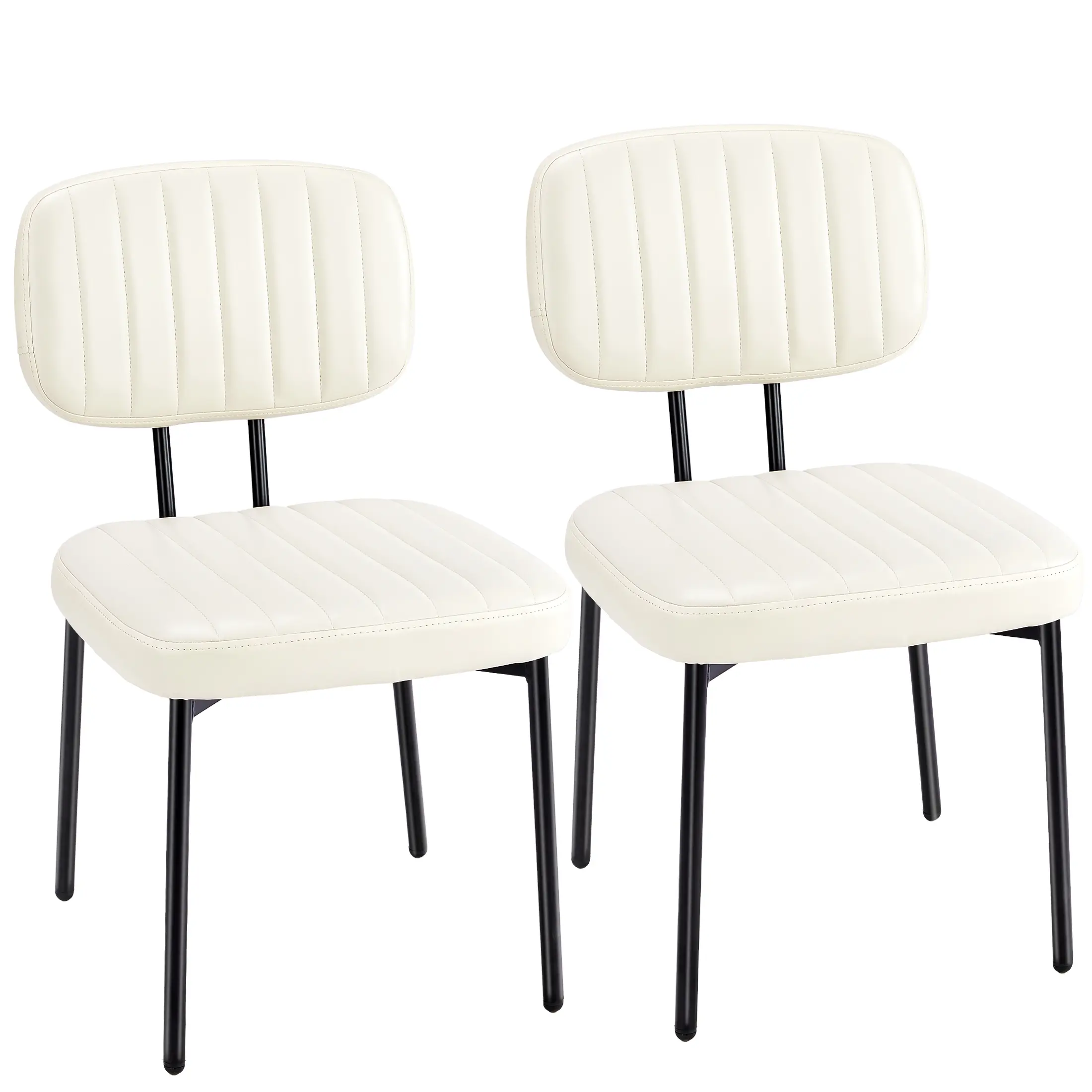 【Deal】Mid Century Modern Upholstered Dining Chairs - Durable, Ergonomic - Faux Leather Cushion Seats, Metal Legs for Indoor Kitchen, Living Room Use, Durable Chairs, Ergonomic Chairs