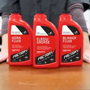 Factory Racing Parts High Performance Blinker Fluid, Horn Fluid, and Elbow Grease, Set of 3 - 1 Qt (EMPTY) Bottles, Gag Gift, Dad Joke, Car Guy Prank