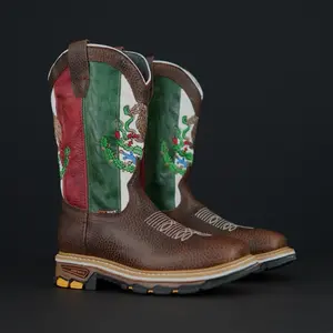 Mens work boots Mexico flag design Mande to last heavy duty workgear botas de trabajo