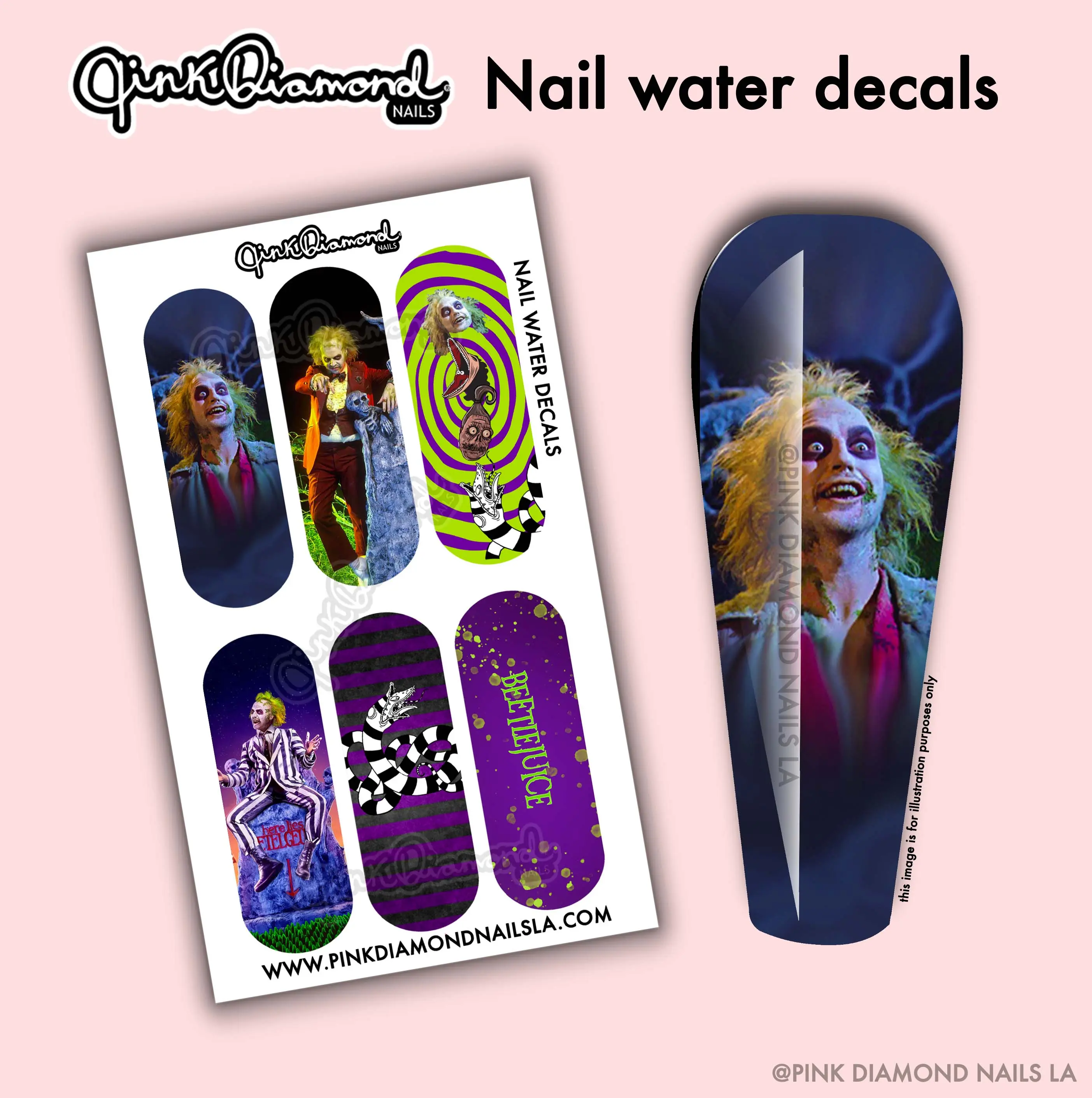 Pink Diamond Nails LA Halloween Nail Art Water Decals Beetle Sheet