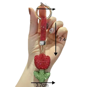Diamond-Encrusted Tulip Keychain, High-Value Bag Pendant Jewelry Accessory for Girls, Keychain for Car Keys (Phone Strap & Charm)