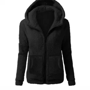 2025 Women's Fashion Solid Color Hoodie Loose Plush Zipper Jacket Top