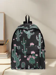 Cactus Print Backpack, Fun Design, Fashionable Look, Spacious Storage, Ideal for School, Travel, Business Trips, All Seasons Use