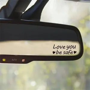 Car Rearview Mirror Sticker, Letter Design Vinyl Decal, Car Mirror Sticker, Car Interior Accessories for Women, Windshield Sticker, Car Decals, Car Stickers, Sticker For Cars