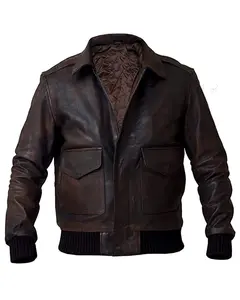 MotorCycleJackets Men's Pilot A2 Bomber Aviator Military Leather Jacket