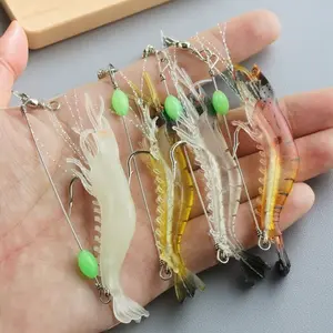 Glow-in-The-Dark Silicone Soft Shrimp Lure - Long-Lasting Fluorescent, Anti-Tangle, Eco-Friendly with Treble Hook - Saltwater/Freshwater Universal for Snapper, Bass, Trout - Multi-Species Fishing Lure