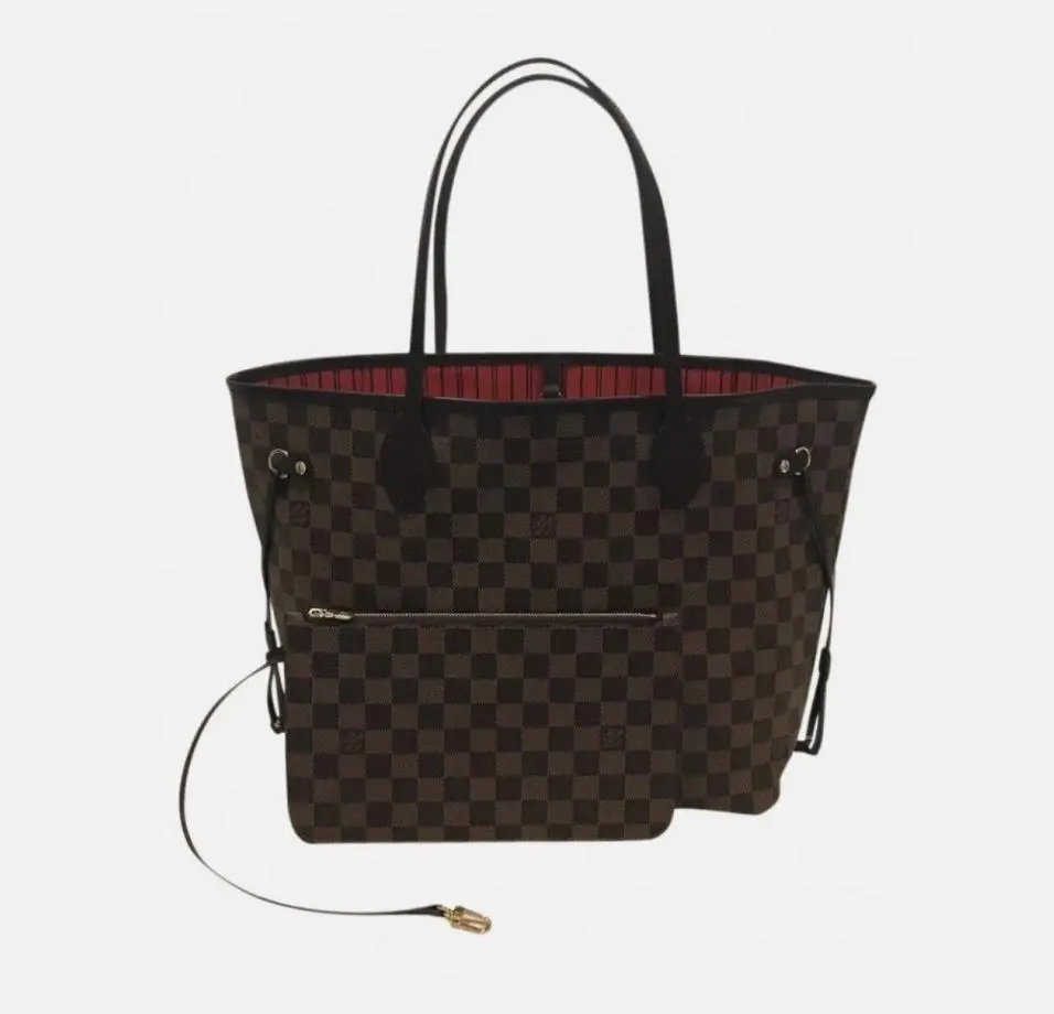 Pre-owned Louis Vuitton Damier Ebene coated canvas Tote Bags Neverfull Tote Bag Very Good Condition, S014260331059, No Visible Major Wear, Good Corners & Handles, Slim Side Laces, Spacious for Laptop, Removable Zip Pouch, Premium Secure Packaging, Brown C