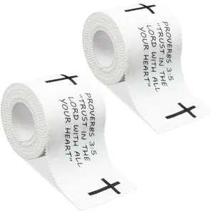 2Pcs Christian Athletic Tape 2IN X 23FT Cotton White Sports Tape | Cross Wrist Tape with Bible Verse Religious Christian Gifts for Men Women