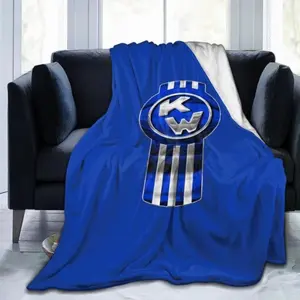 KENWORTH Blanket |Ultra-Soft Themed Flannel All-Season Lightweight & Breathable, Vibrant Blue & Black Stripes with Bold K/W Logo, Suitable for beds and sofas can also be given as a gift