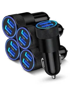 [5pcs] Car Charger Adapter, USB Multi Port Cigarette Lighter Fast Charging Power Block Plug for iPhone 17 16 15 14 13 Pro Max, Samsung Galaxy S25 S24 Ultra S8, 3.4A Dual Cargador Carro for Car
