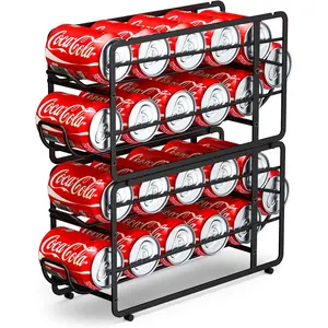 Soda Can Organizer Storage Rack, 2 Pack Stackable Beverage Soda Can Dispenser Organizer Holder for Refrigerator, Cabinet, Pantry