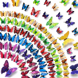 72 Pcs 3D Butterfly Wall Stickers Colorful Butterflies Wall Decor DIY Butterfly Crafts Wall Decal for Birthday Party Weeding Kids Girls Teens Baby Shower Nursery Rooms Decorations