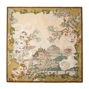 100% Mulberry Silk Double-Sided Printed Scarf, Handcrafted Edging, Suitable for Neck/Waist Wear, Medium Square Scarf, Gift Scarf/Wrap/Shawl, 2026 New Collection