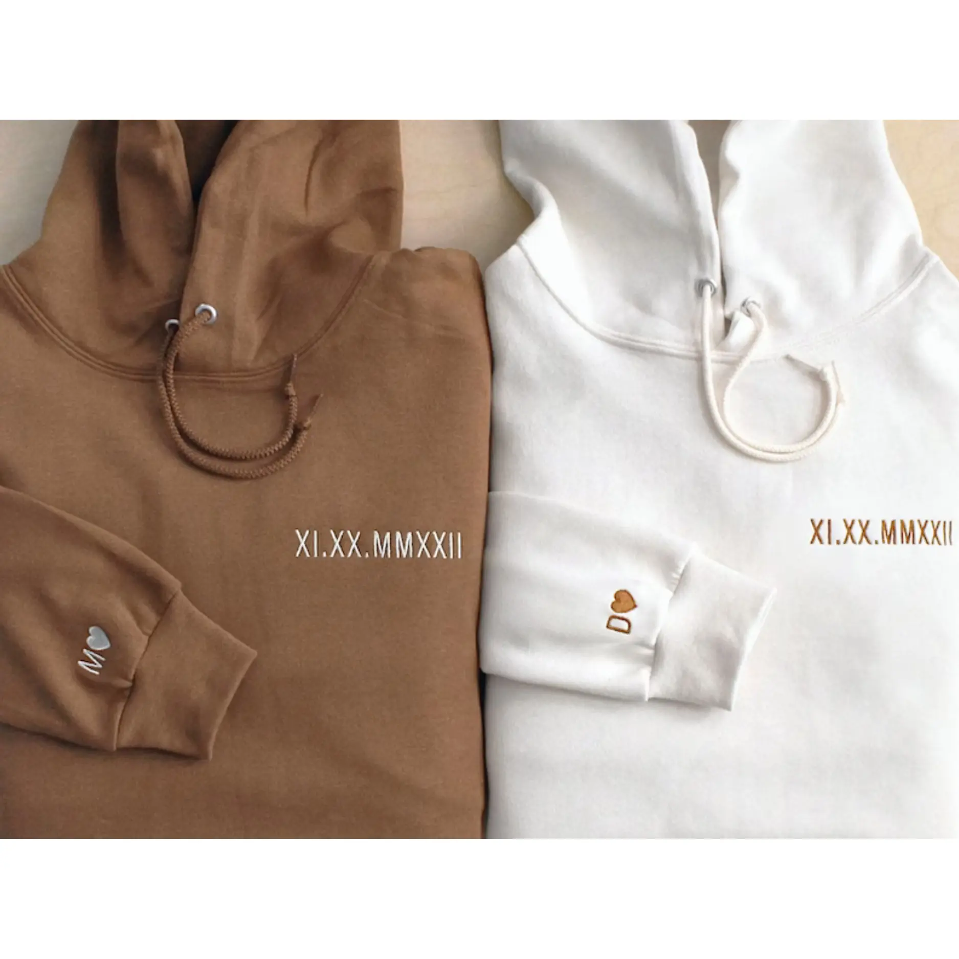 Custom Embroidered Roman Numeral Hoodie • Couples Gift • Personalized Date and Initial Hoodie • Engagements, Anniversaries, Bachelorette's