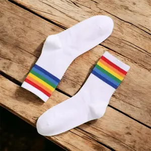 Pride Socks Trendy Accessory White Rainbow