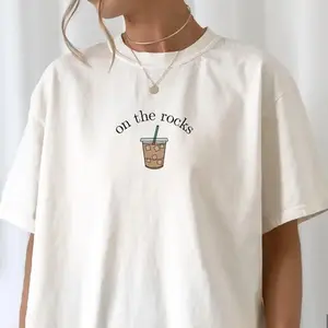 Comfort Colors Washed Cotton Coffee Shirt - Iced Coffee Lover Gift - Multi Color Short Sleeve Tee - Funny Coffee T-Shirt - Trendy Round Neck Casual Top