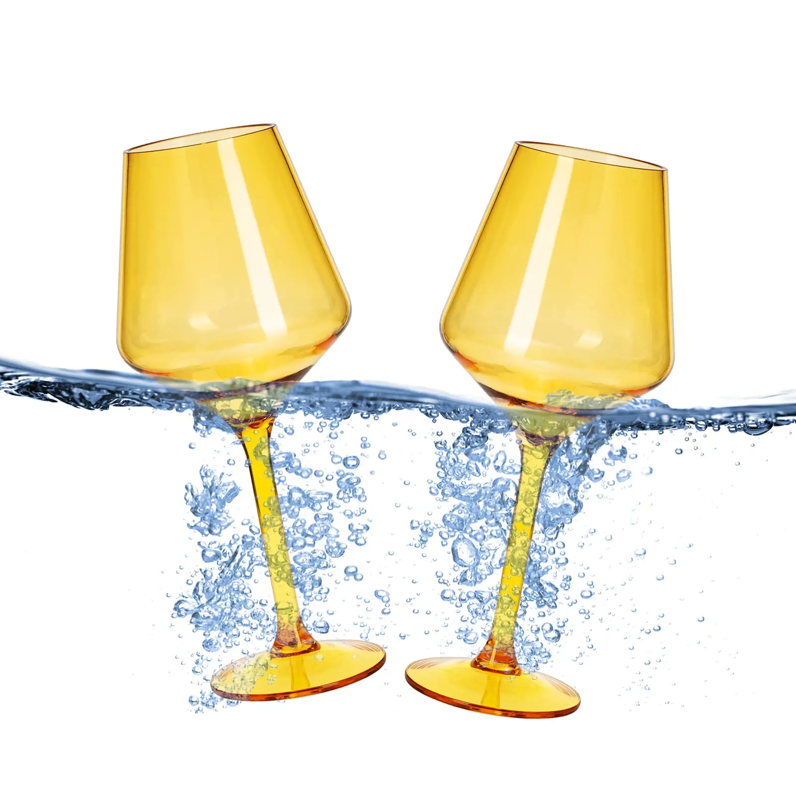 The Wine Savant Acrylic Colored Wine Glasses | 2 Set | Shatterproof Tritan Drinkware, Unbreakable - European Design BPA-free, Reusable, All Purpose, Floats on Water, Hand Wash 15oz (Bright Yellow)