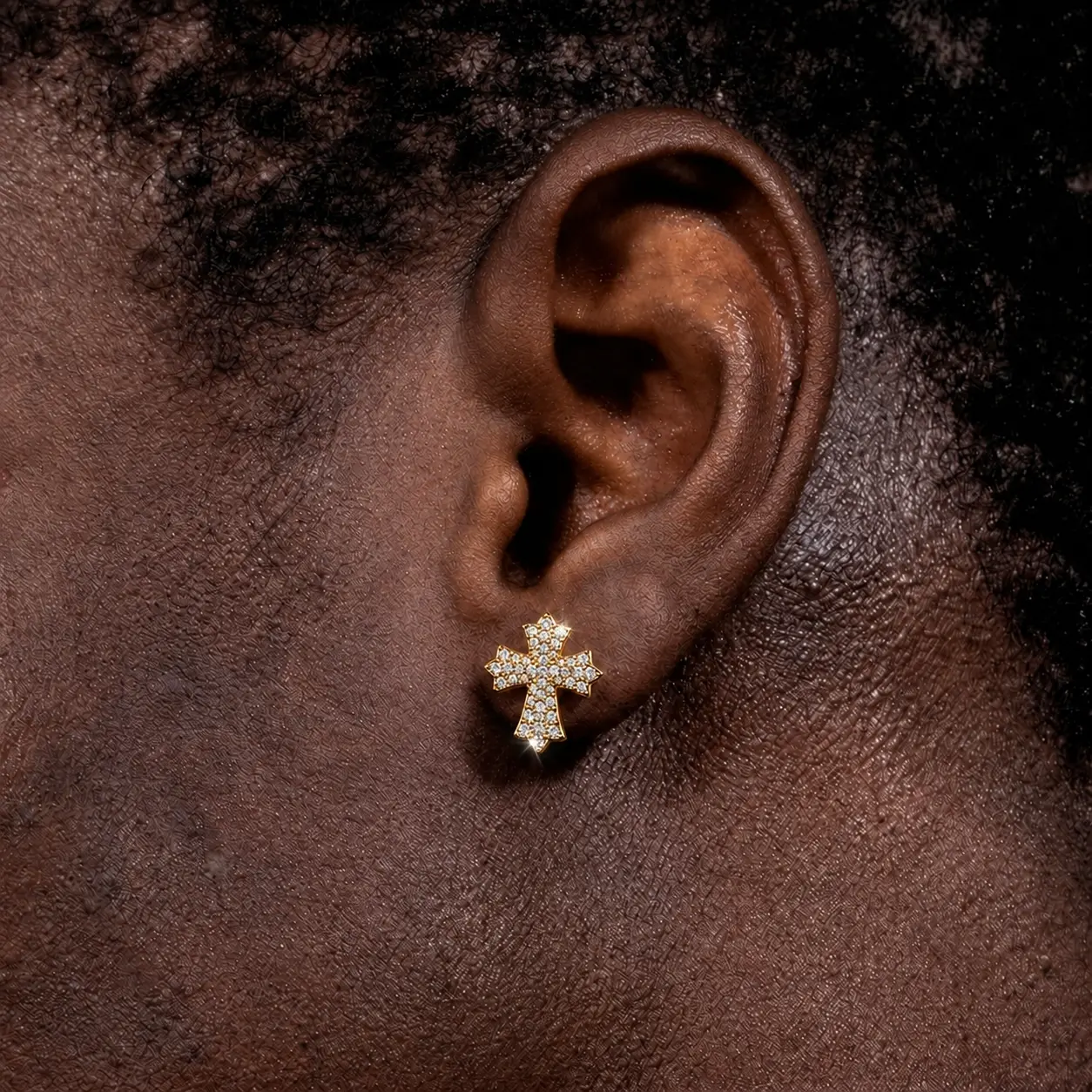 Cross Stud Earrings Small Stud Earrings for Women Men 14K Gold Plated Hypoallergenic Cubic Zirconia Stud Earring for Women Men