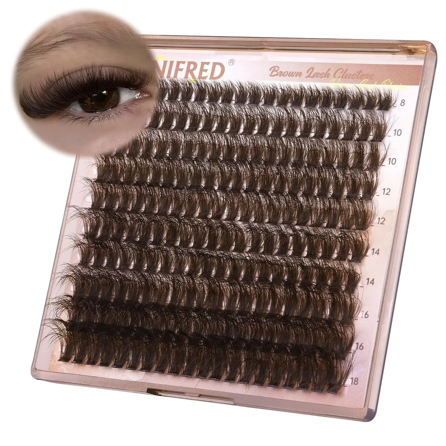 Brown Lash Clusters Dark Brown Individual Lashes Wispy Thick Volume Lash Extension D Curvature Clusters Eyelashes 80D Clusters Lashes by Winifred (8-18mm)