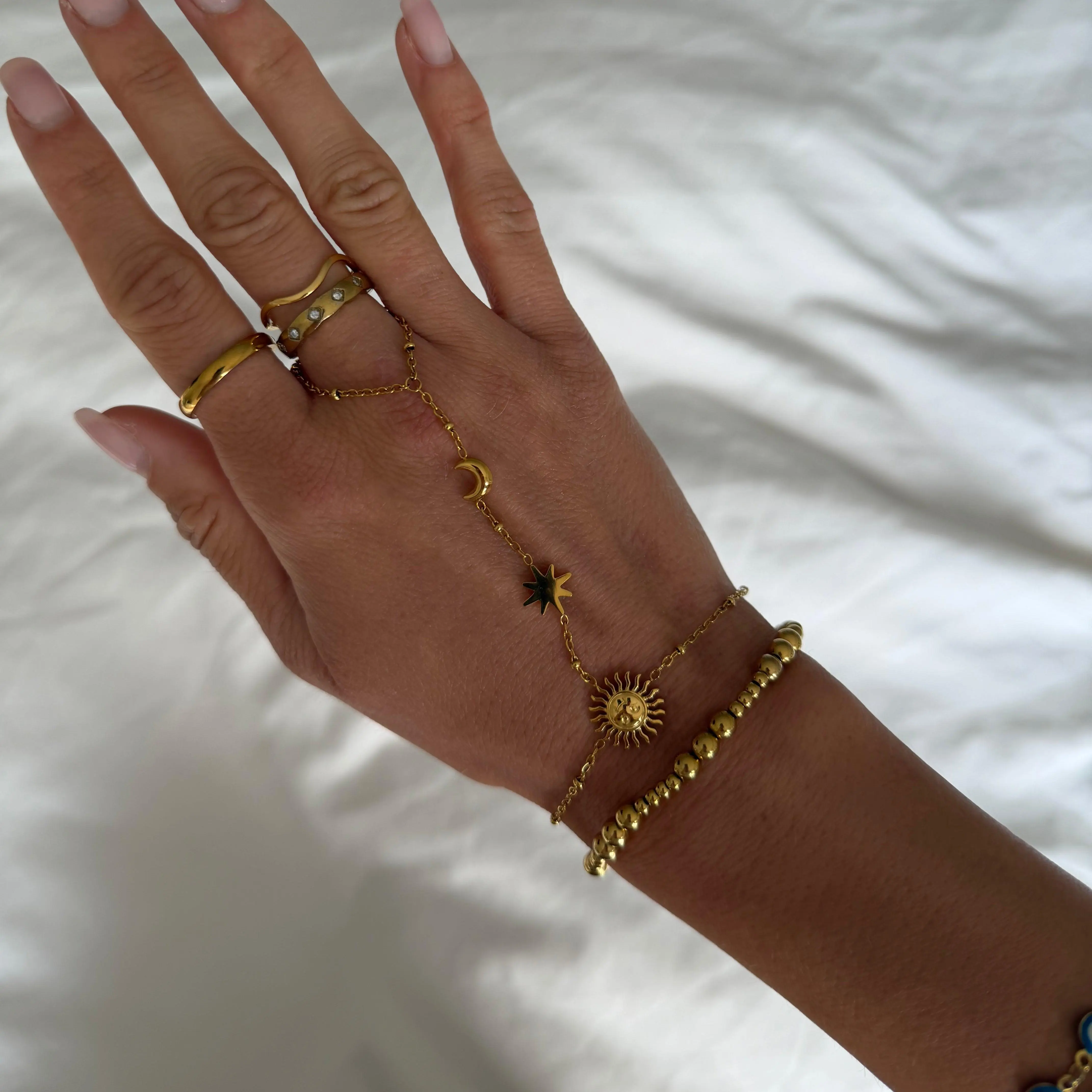 EVRY JEWELS Gold or Silver Plated Women's Hypoallergenic Sunny Daze Hand Chain